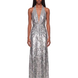 Abito con paillettes lisette in argento 