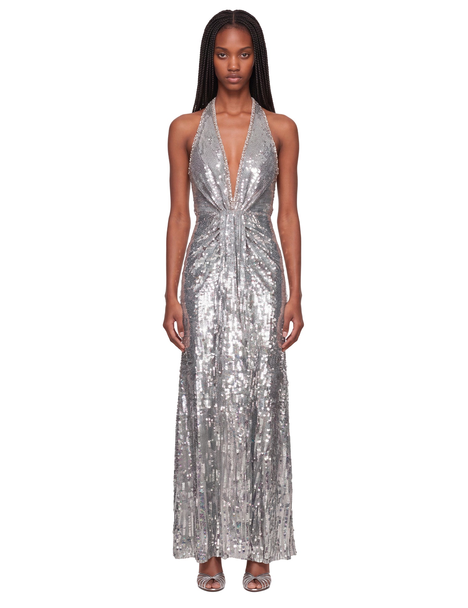 Abito con paillettes lisette in argento 