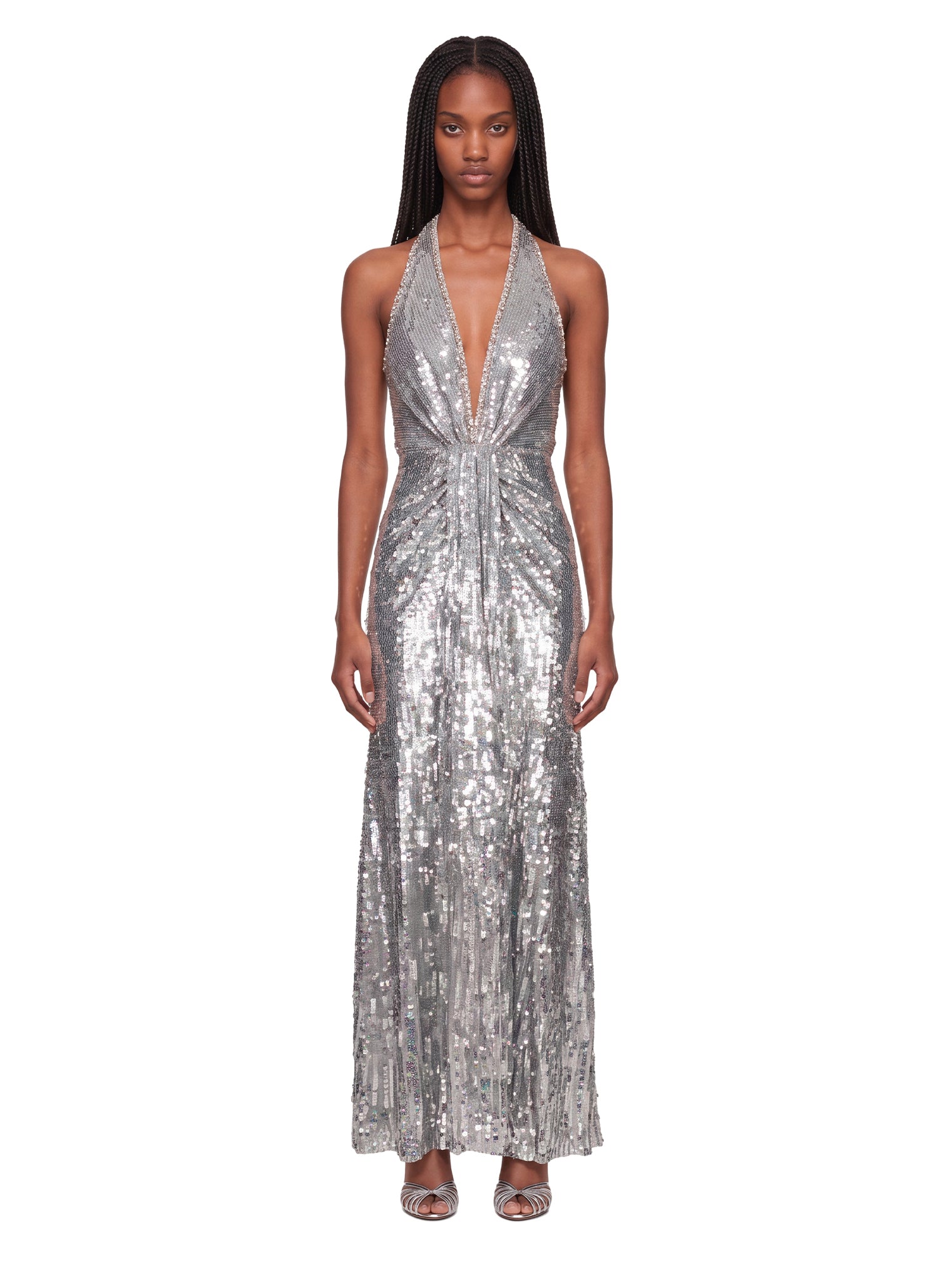 Abito con paillettes lisette in argento 