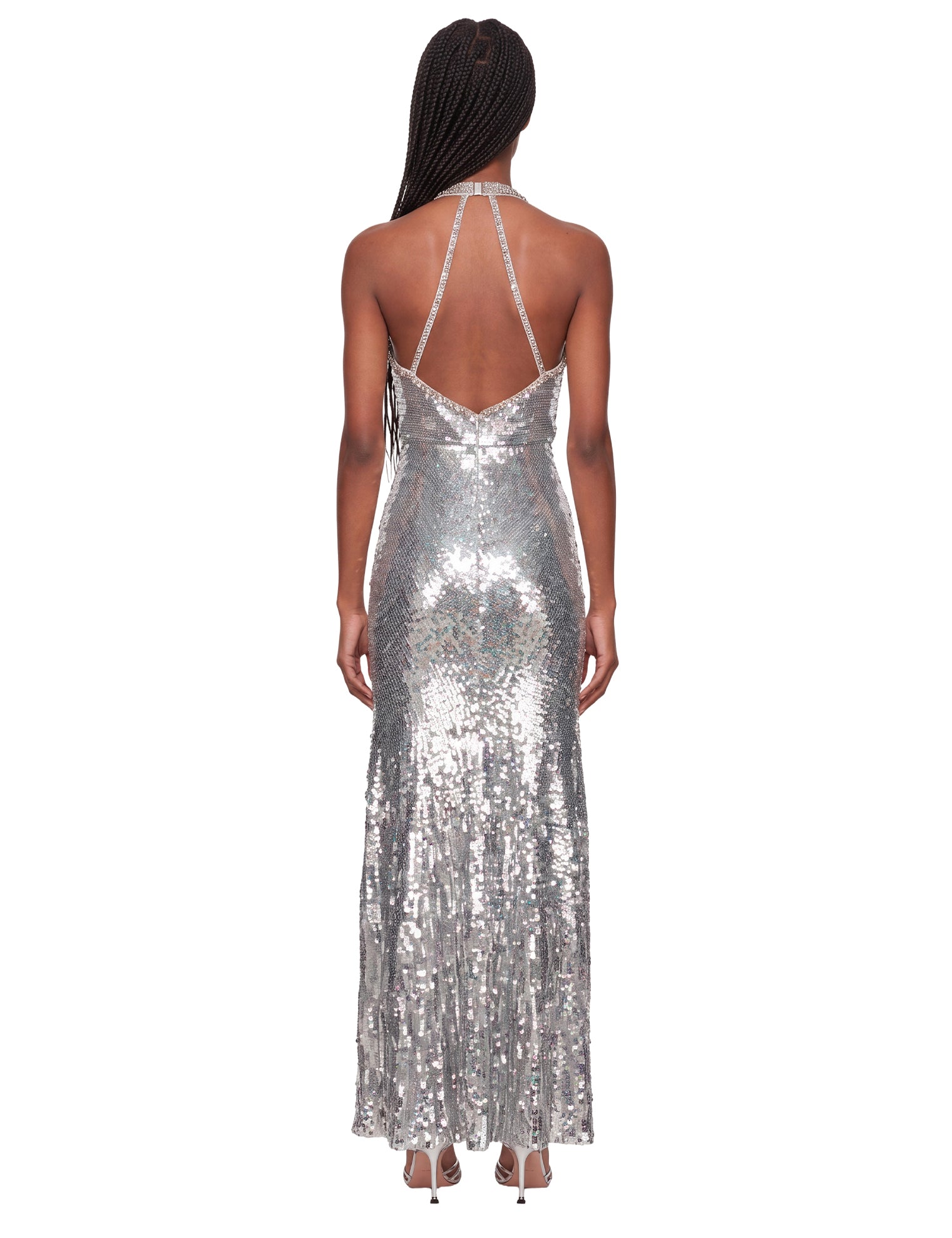 Abito con paillettes lisette in argento 