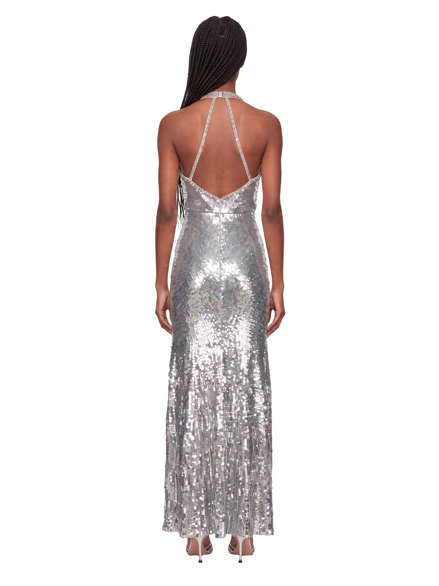 Abito con paillettes lisette in argento 