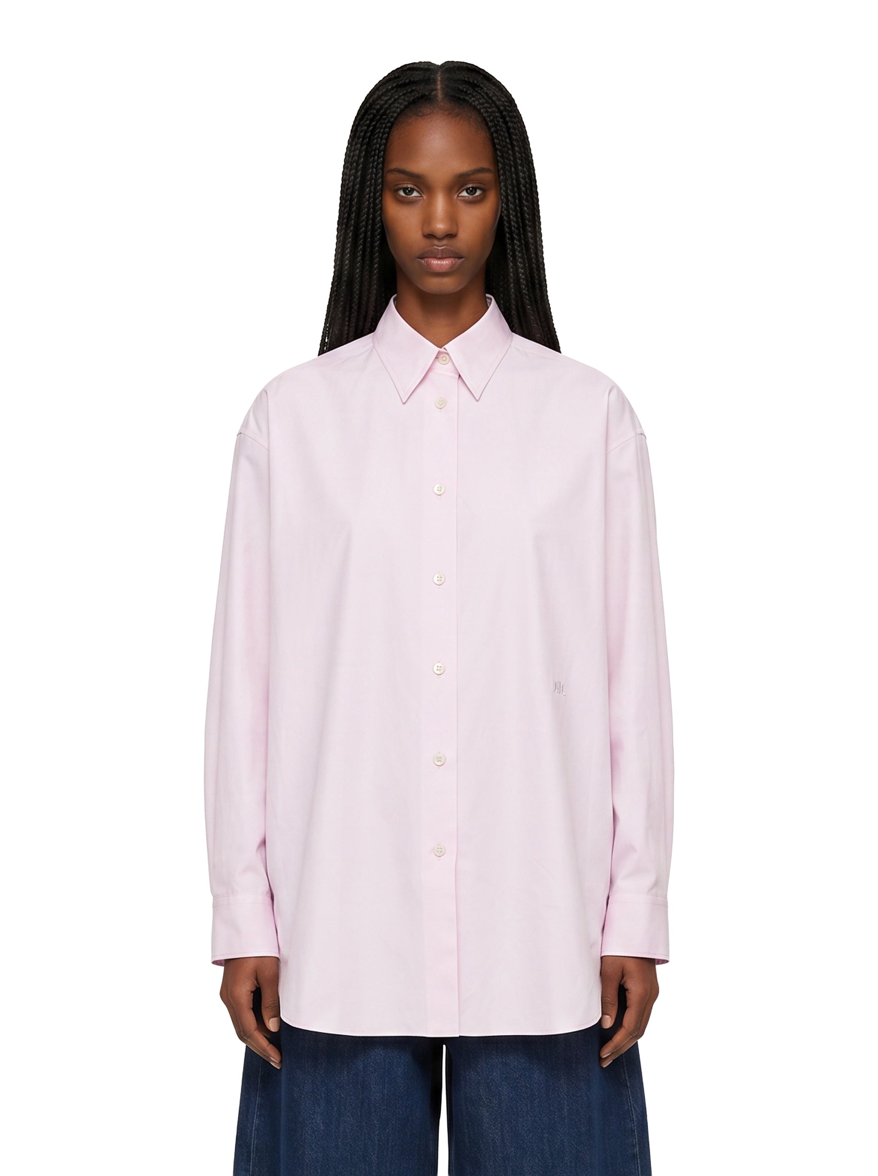Camicia con ricamo in rosa 