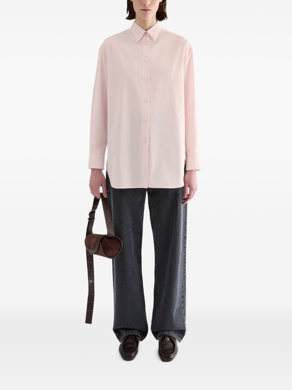 Camicia con ricamo in rosa 