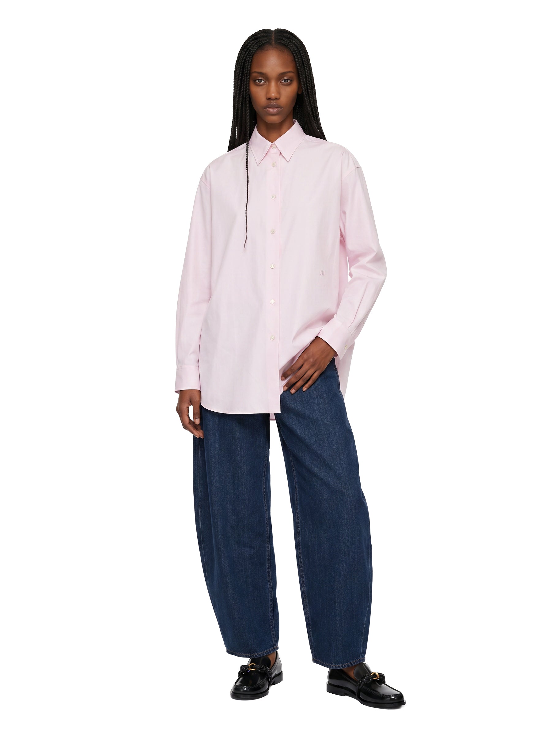 Camicia con ricamo in rosa 