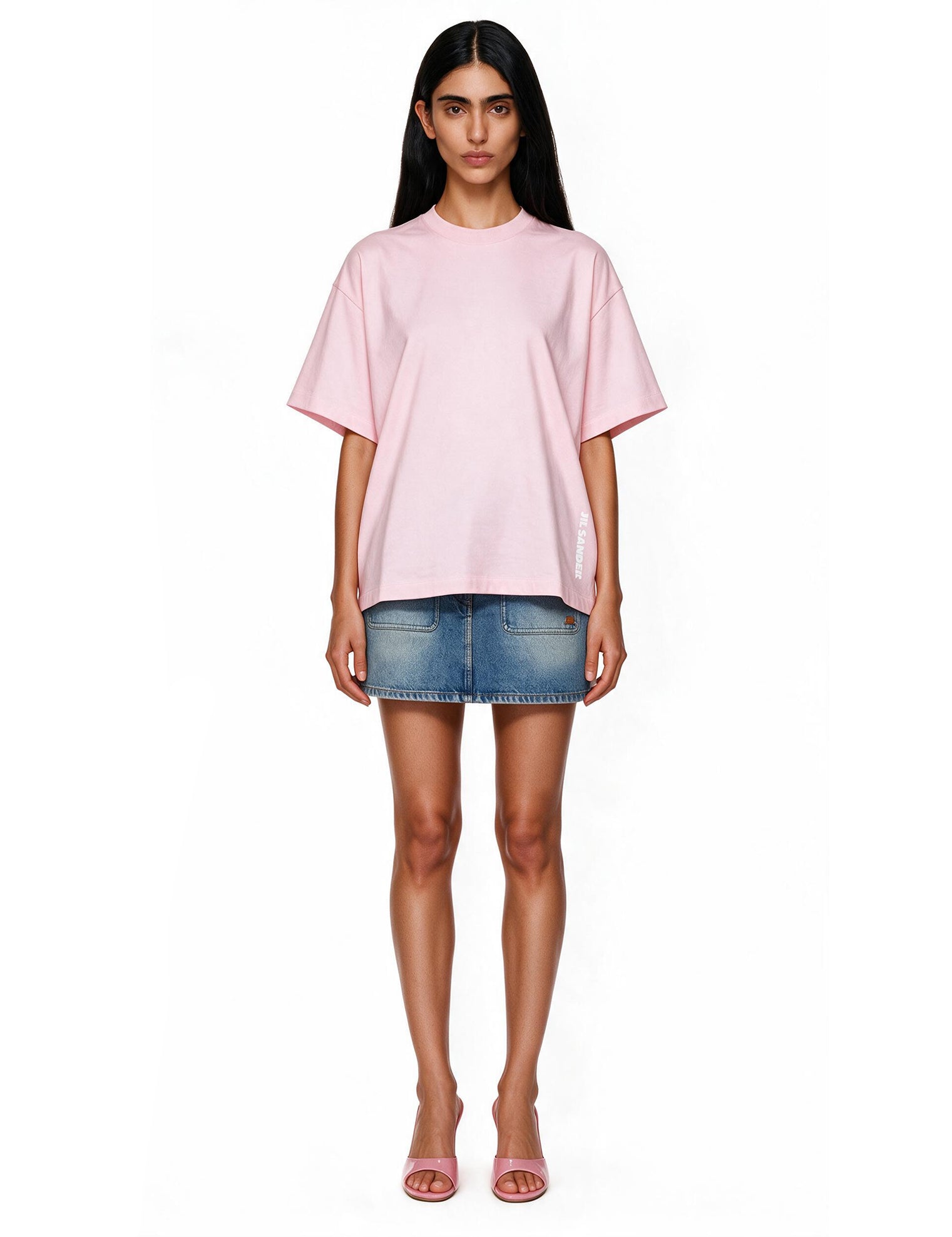 T-shirt a maniche corte con logo in rosa 