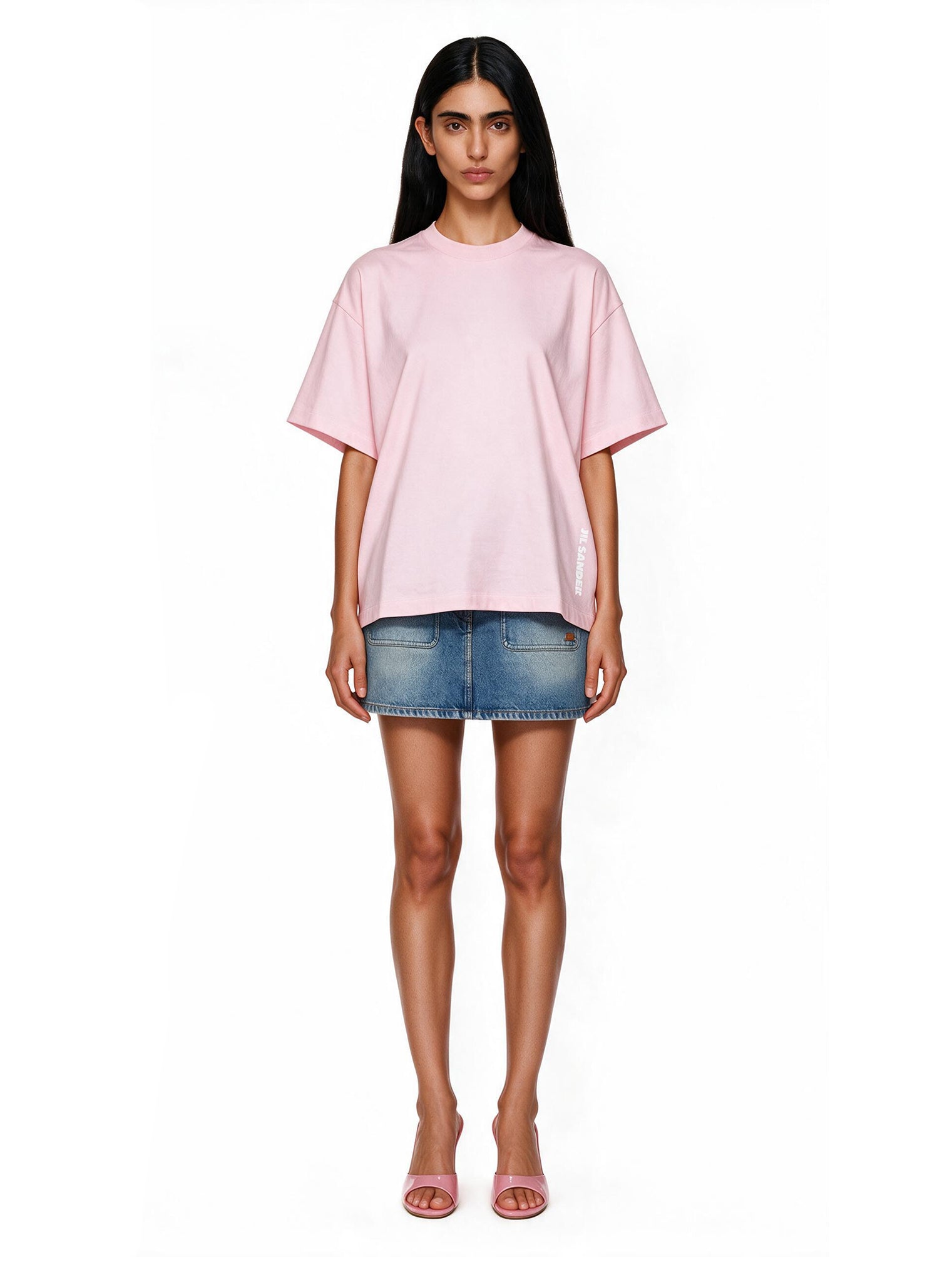 T-shirt a maniche corte con logo in rosa 