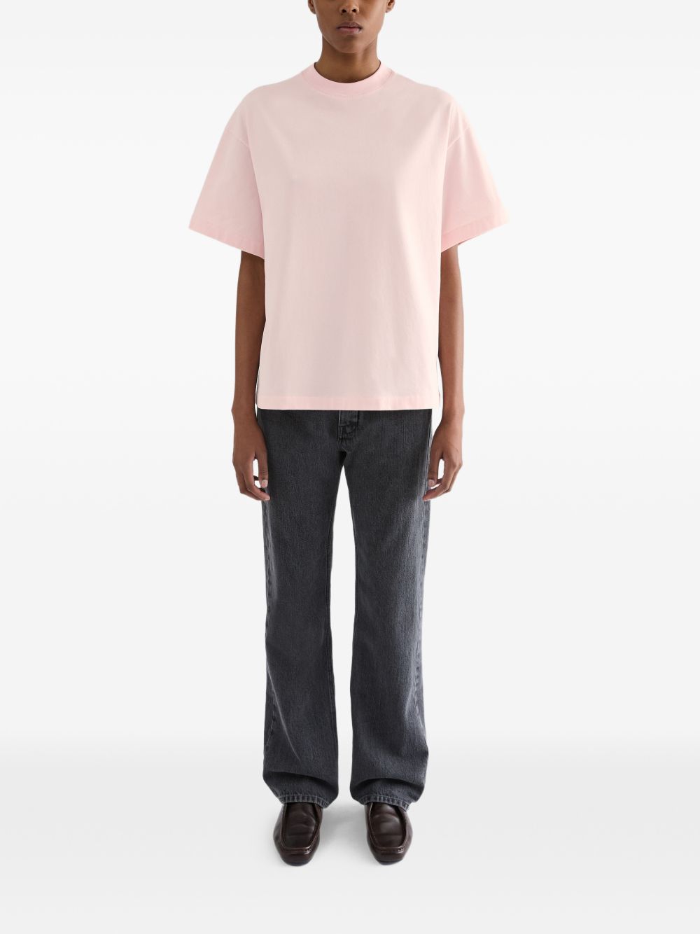 T-shirt a maniche corte con logo in rosa 