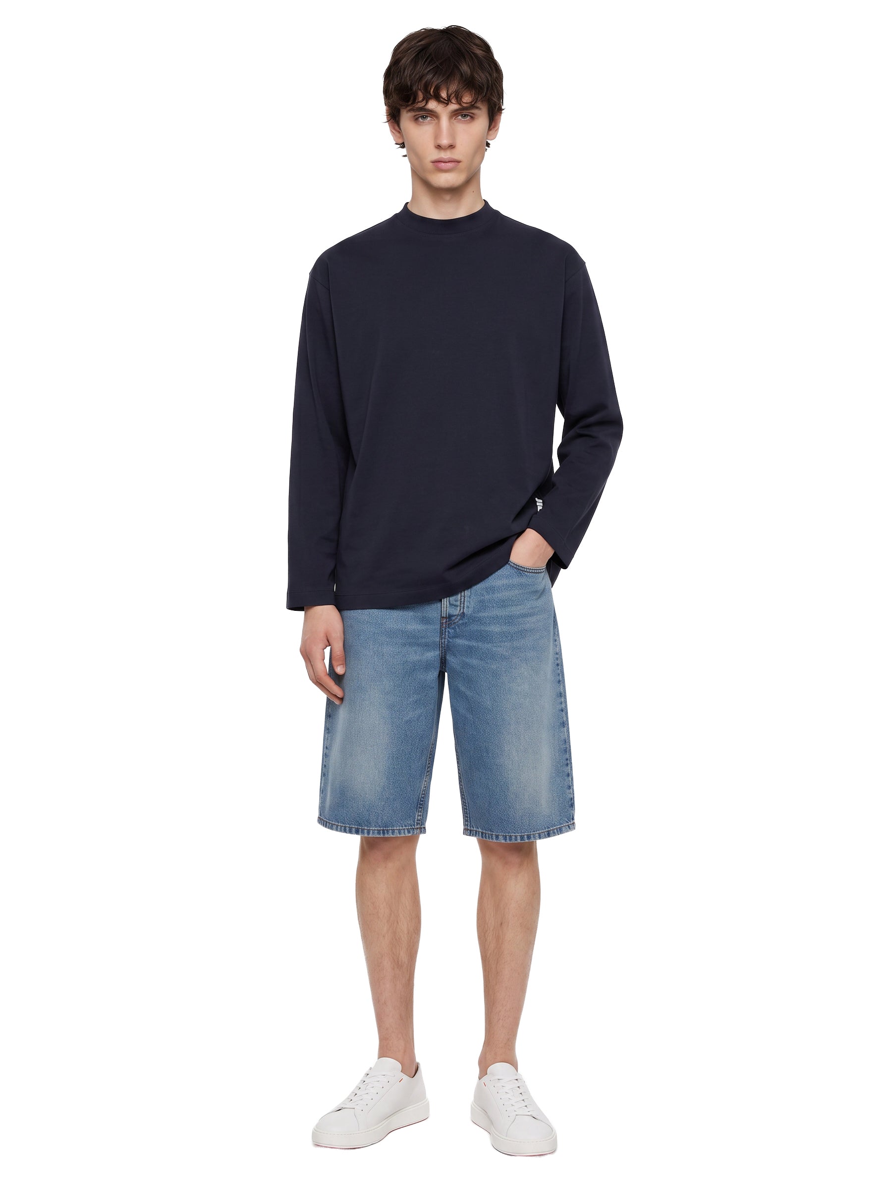 T-shirt a maniche lunghe in blu 