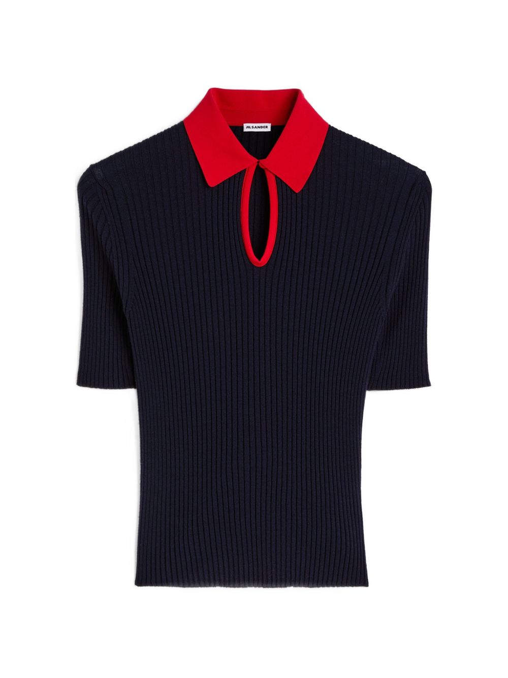 Polo con colletto a contrasto in blu e rosso 