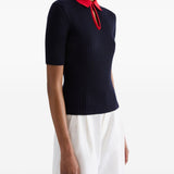 Polo con colletto a contrasto in blu e rosso 