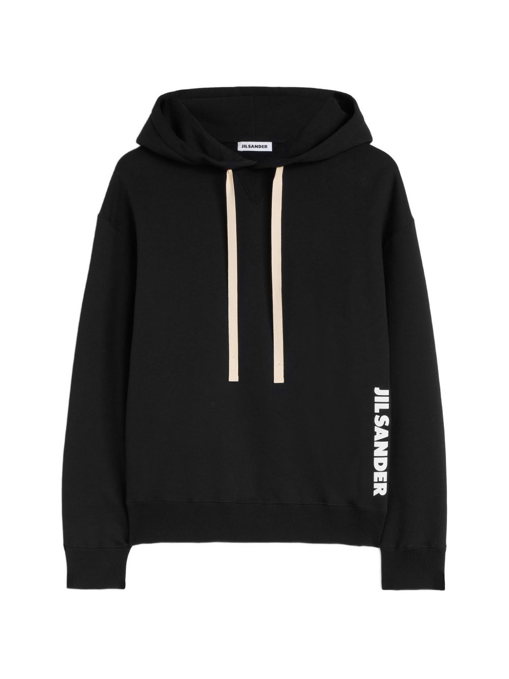 Felpa in cotone con logo e cappuccio in nero 