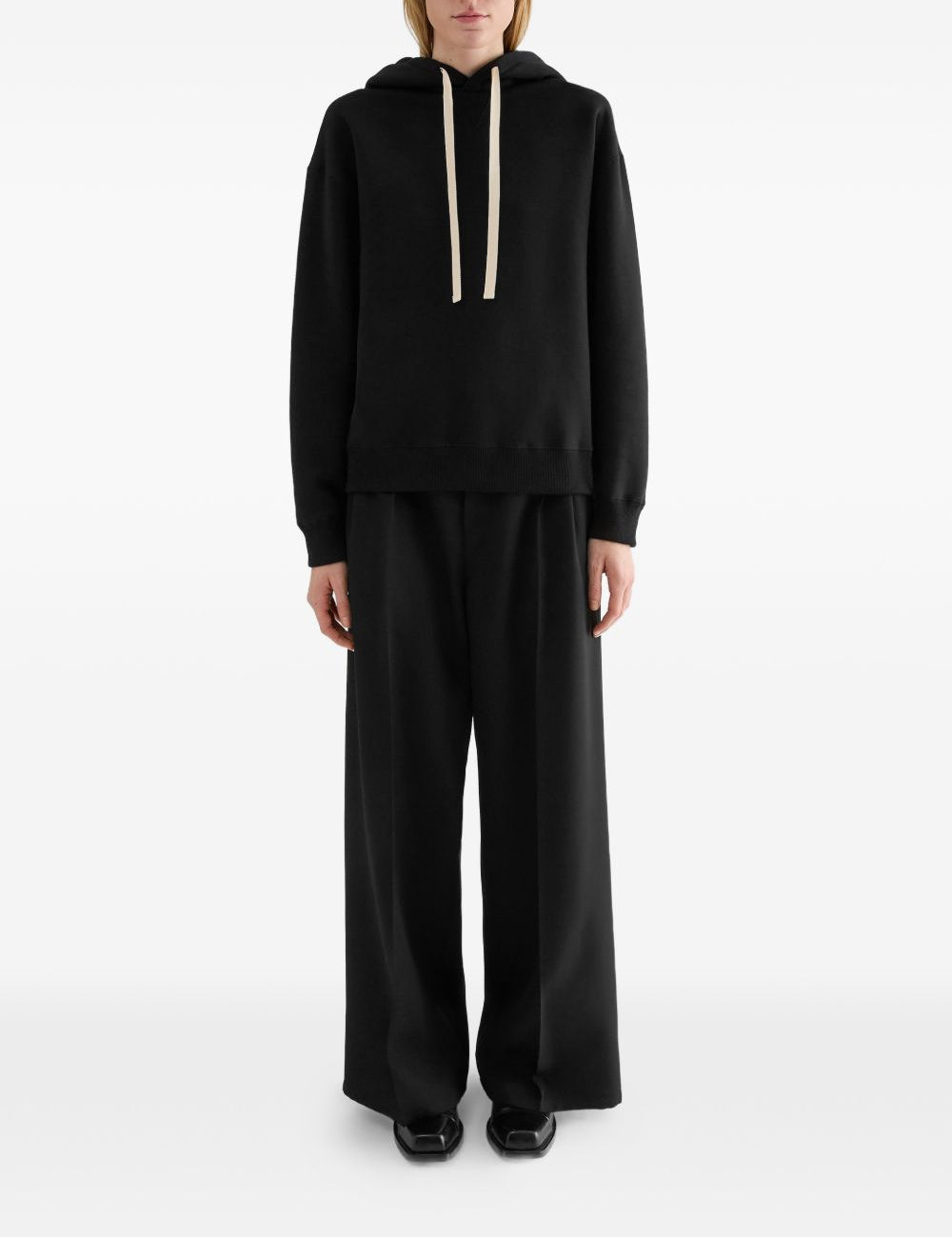 Felpa in cotone con logo e cappuccio in nero 