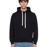 Felpa in cotone con logo e cappuccio in nero 
