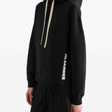 Felpa in cotone con logo e cappuccio in nero 