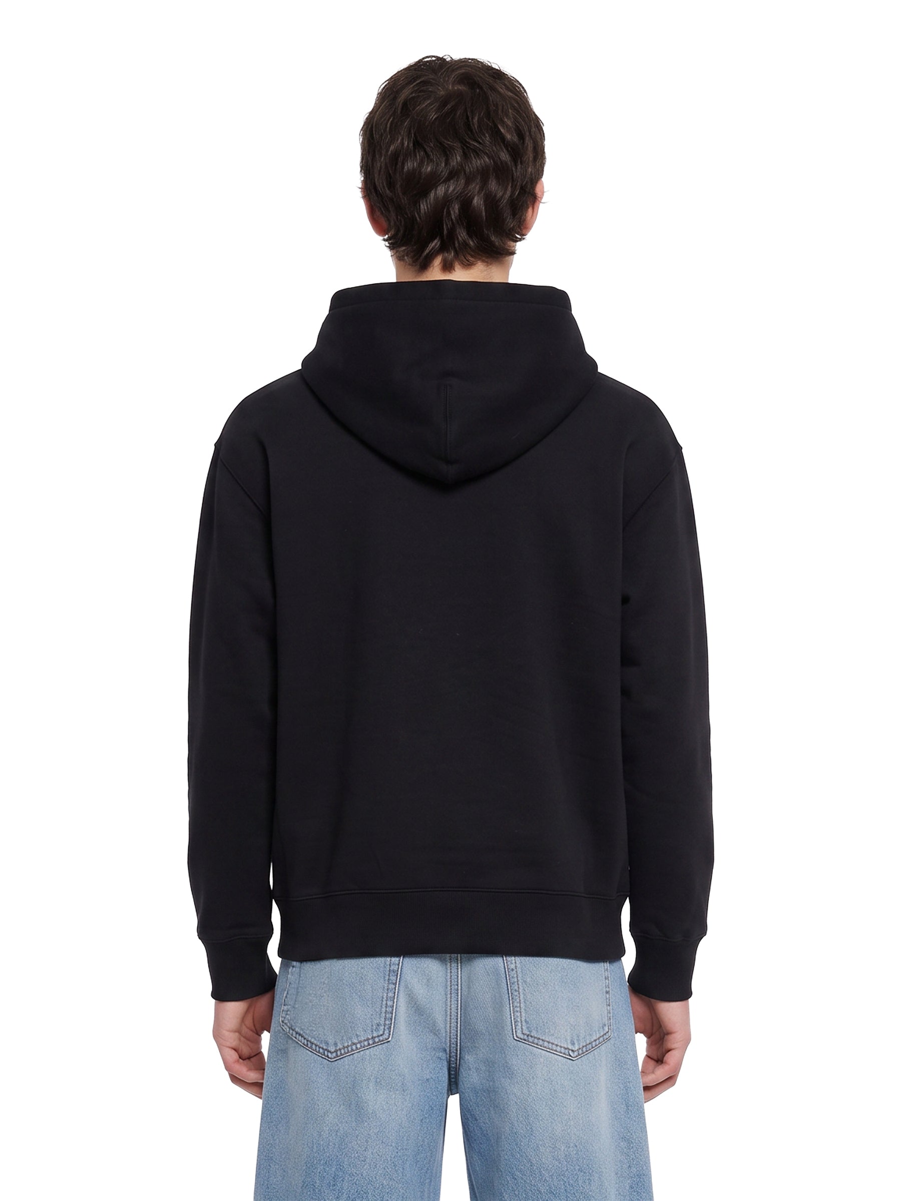Felpa in cotone con logo e cappuccio in nero 
