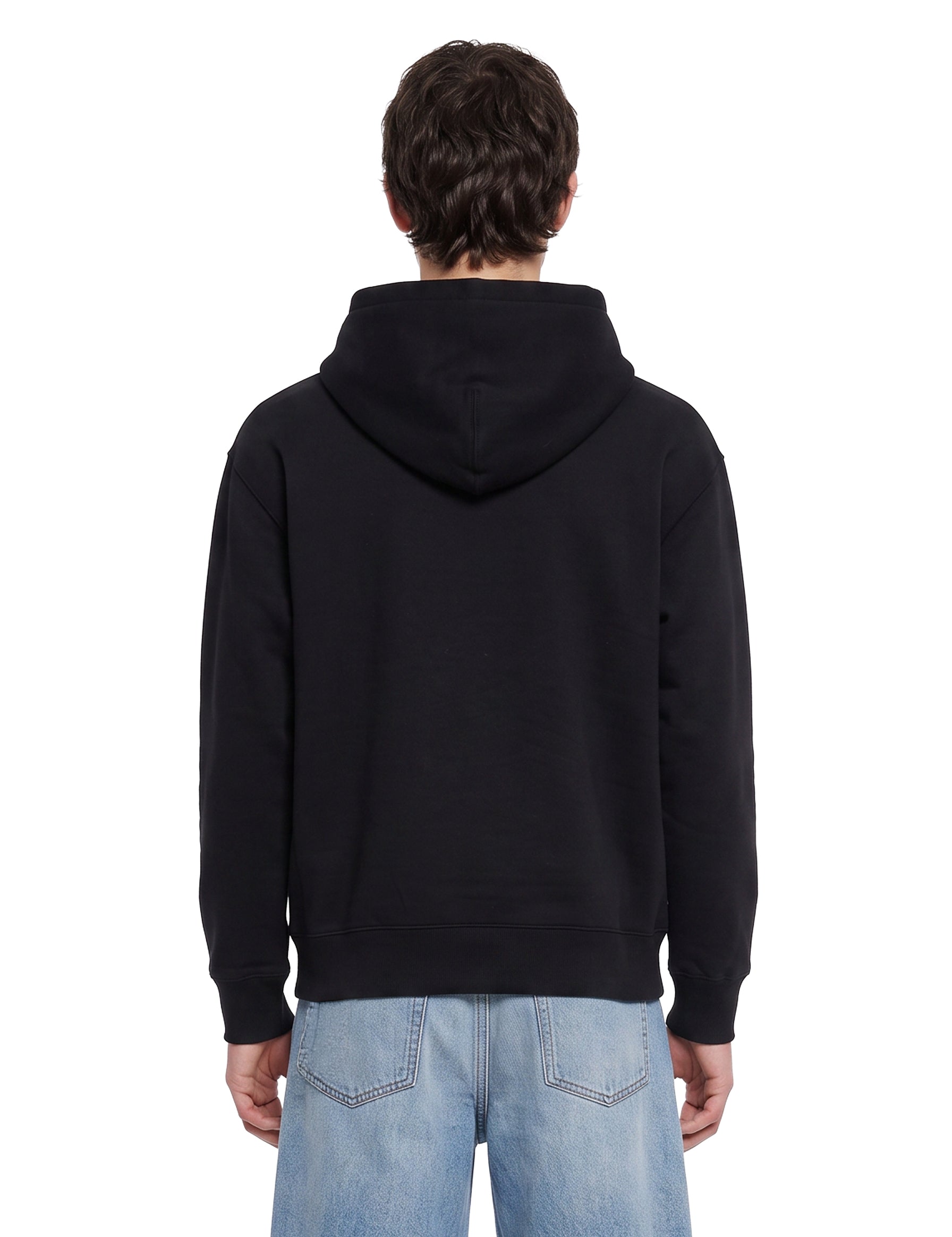 Felpa in cotone con logo e cappuccio in nero 
