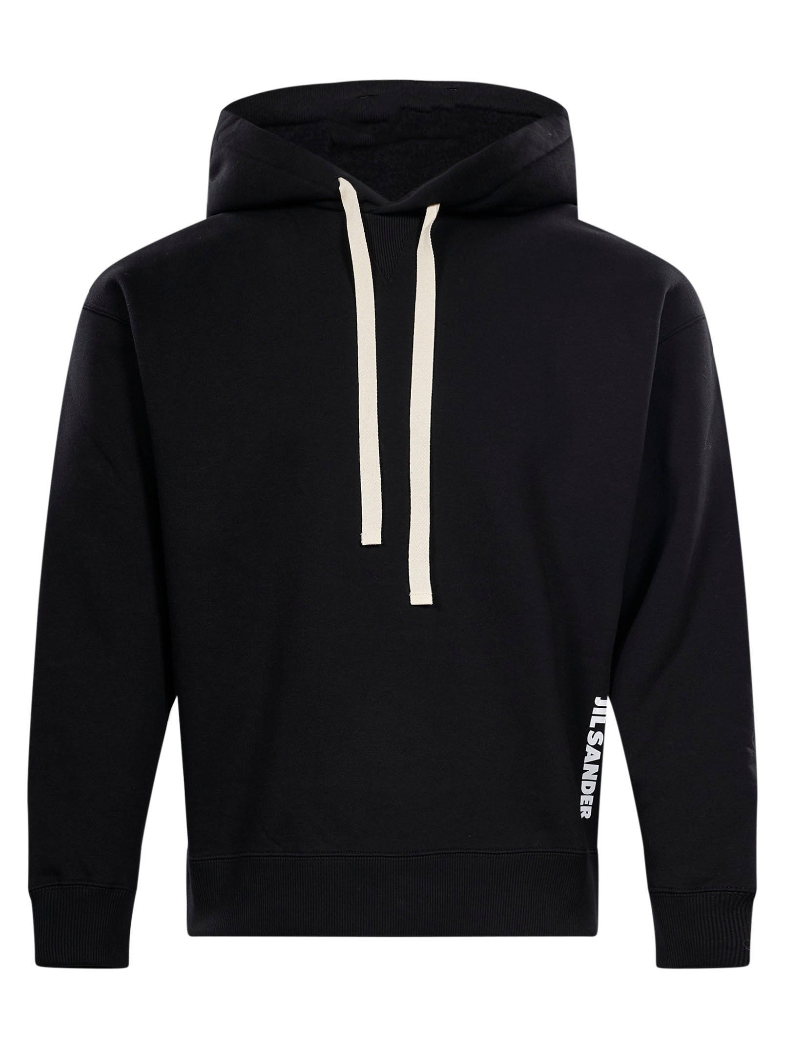 Felpa in cotone con logo e cappuccio in nero 