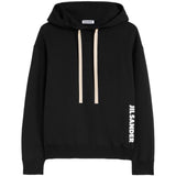 Felpa in cotone con logo e cappuccio in nero 
