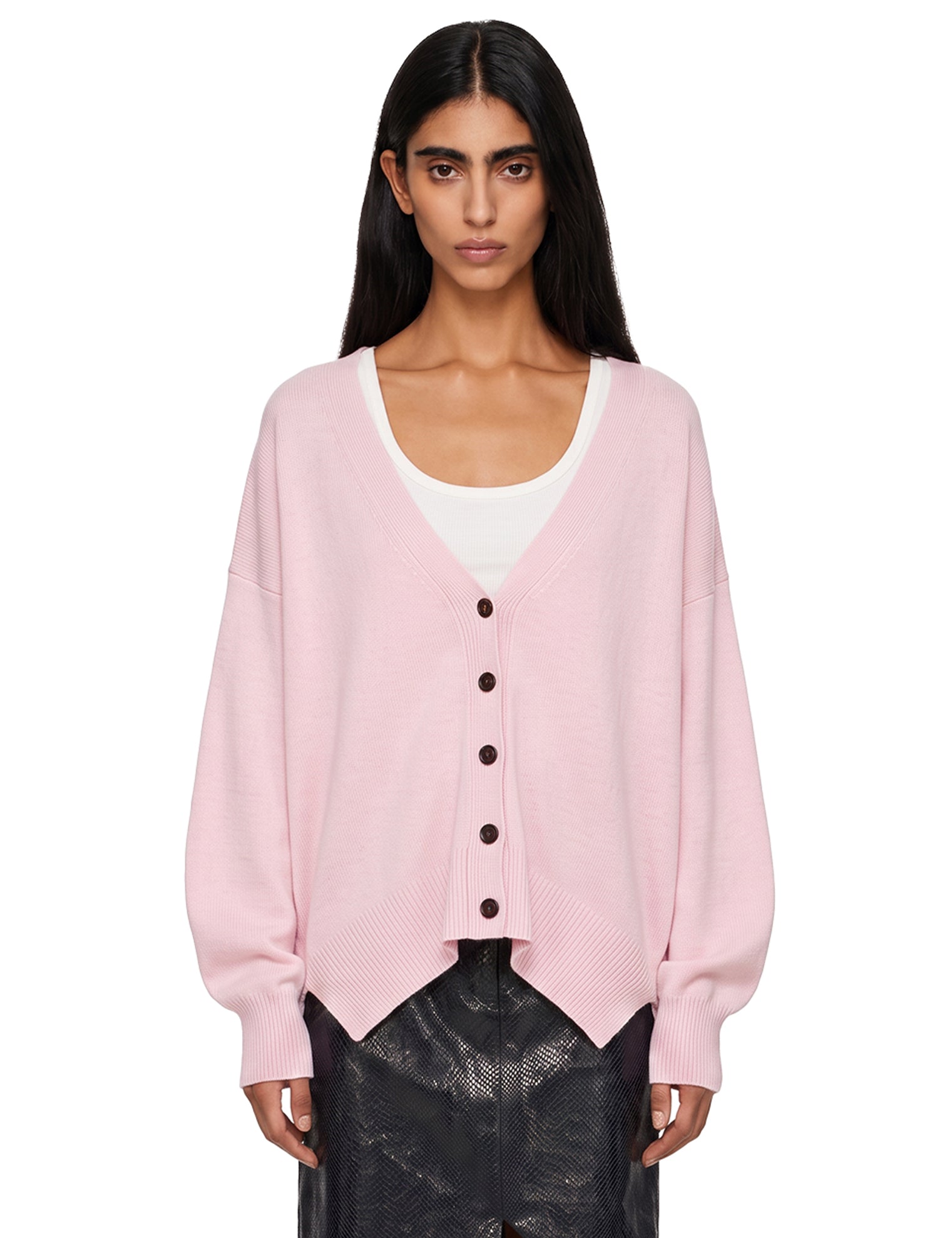 Cardigan con scollo a V in rosa 