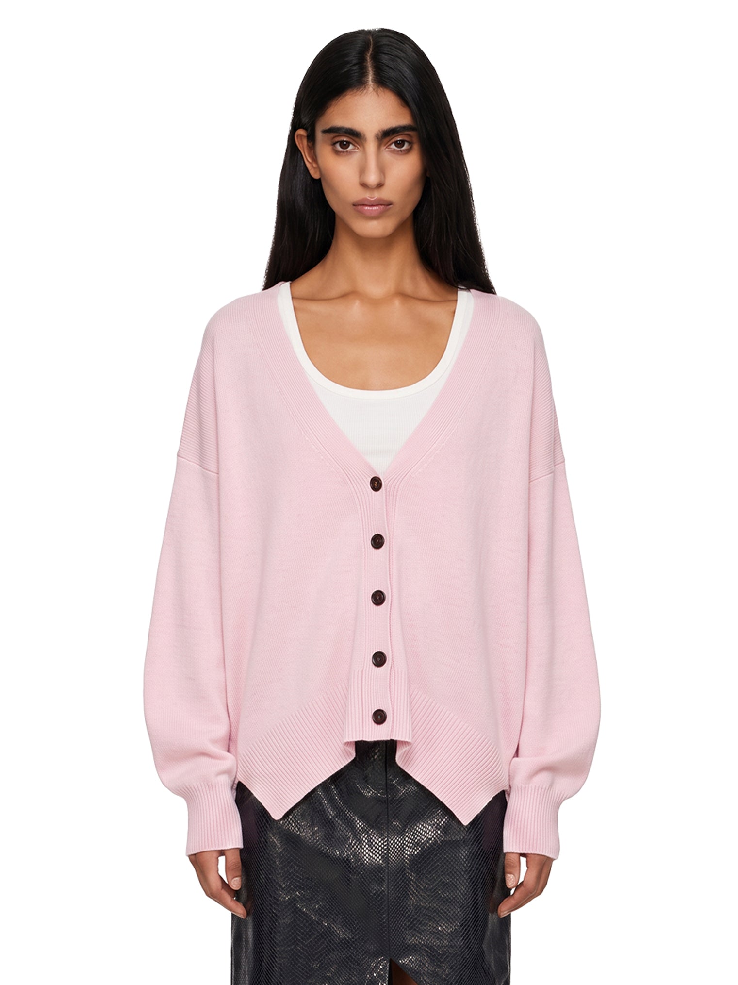 Cardigan con scollo a V in rosa 