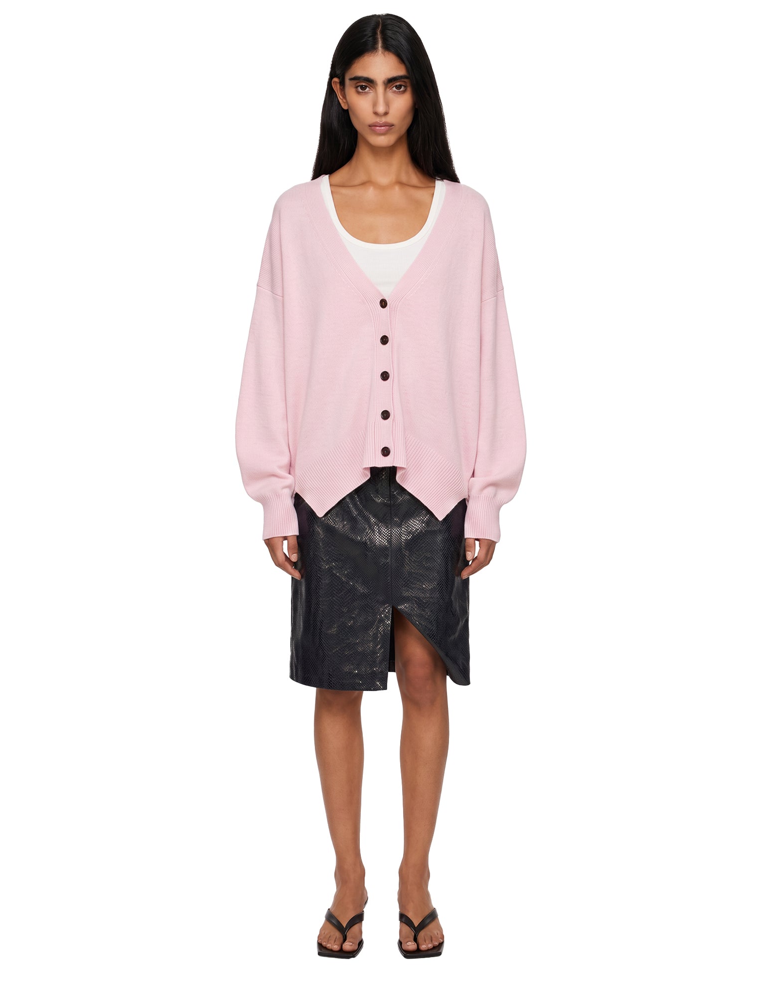 Cardigan con scollo a V in rosa 