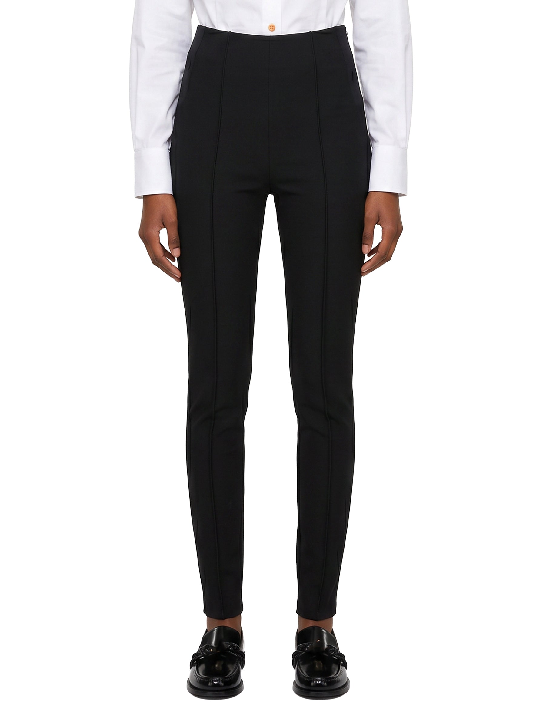 Pantaloni slim a vita alta in nero 
