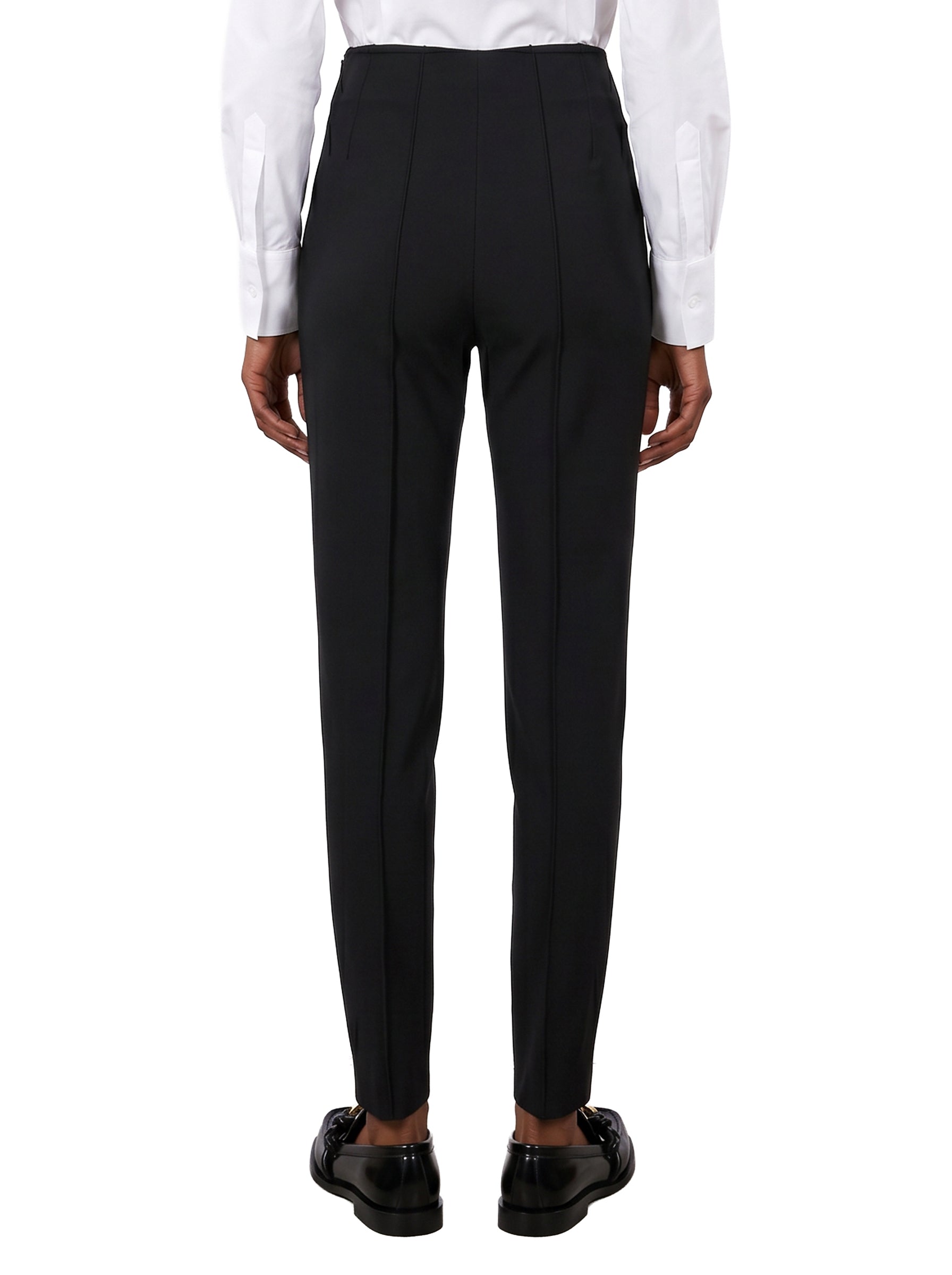Pantaloni slim a vita alta in nero 