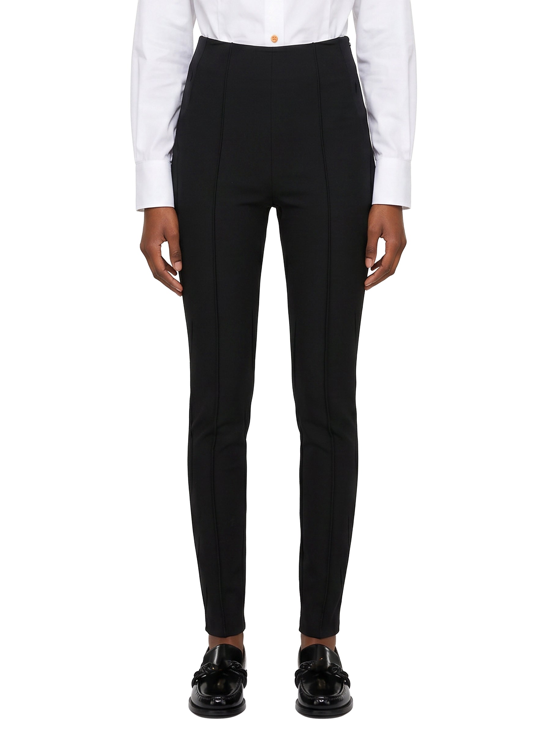 Pantaloni slim a vita alta in nero 