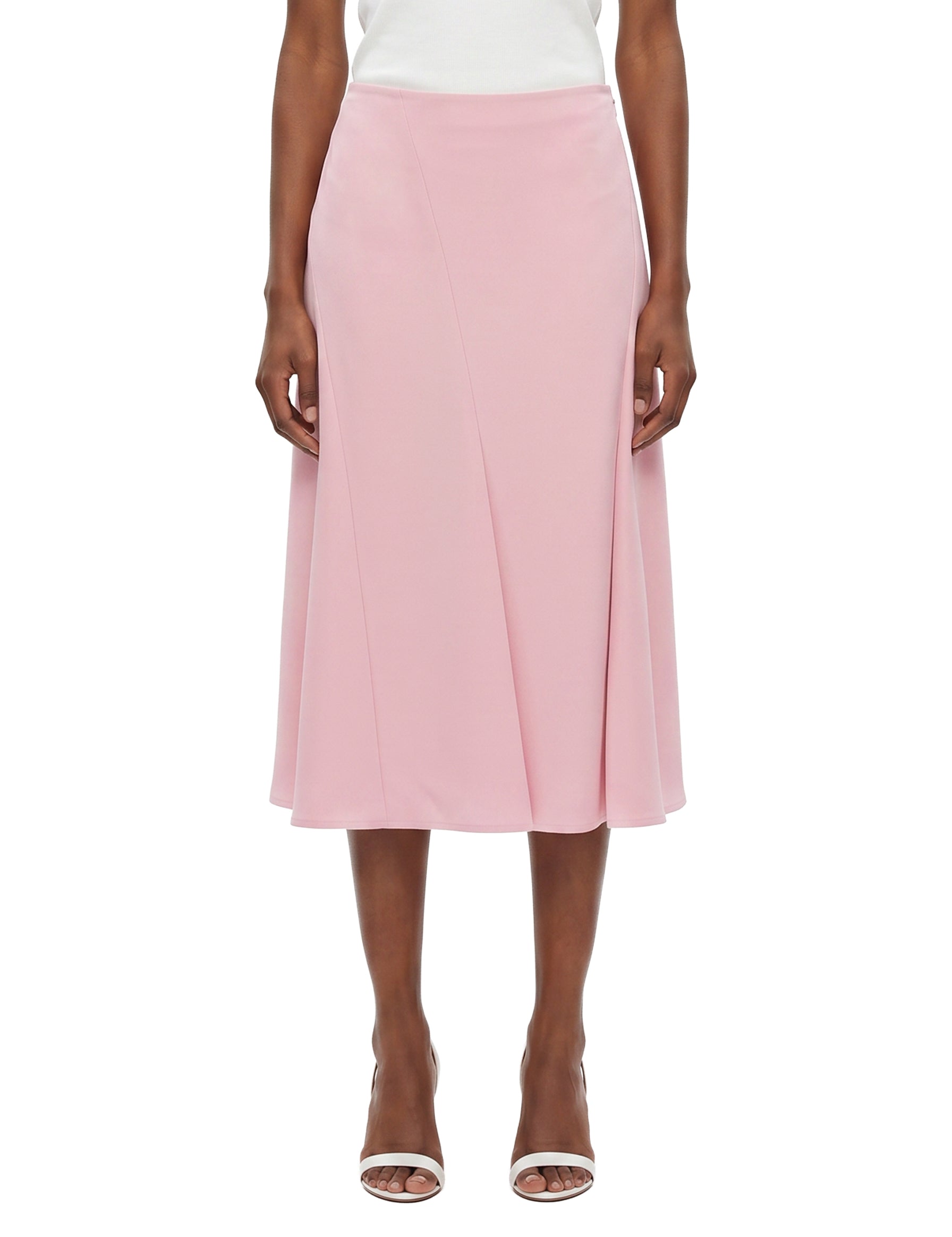 Gonna midi satinata in rosa 