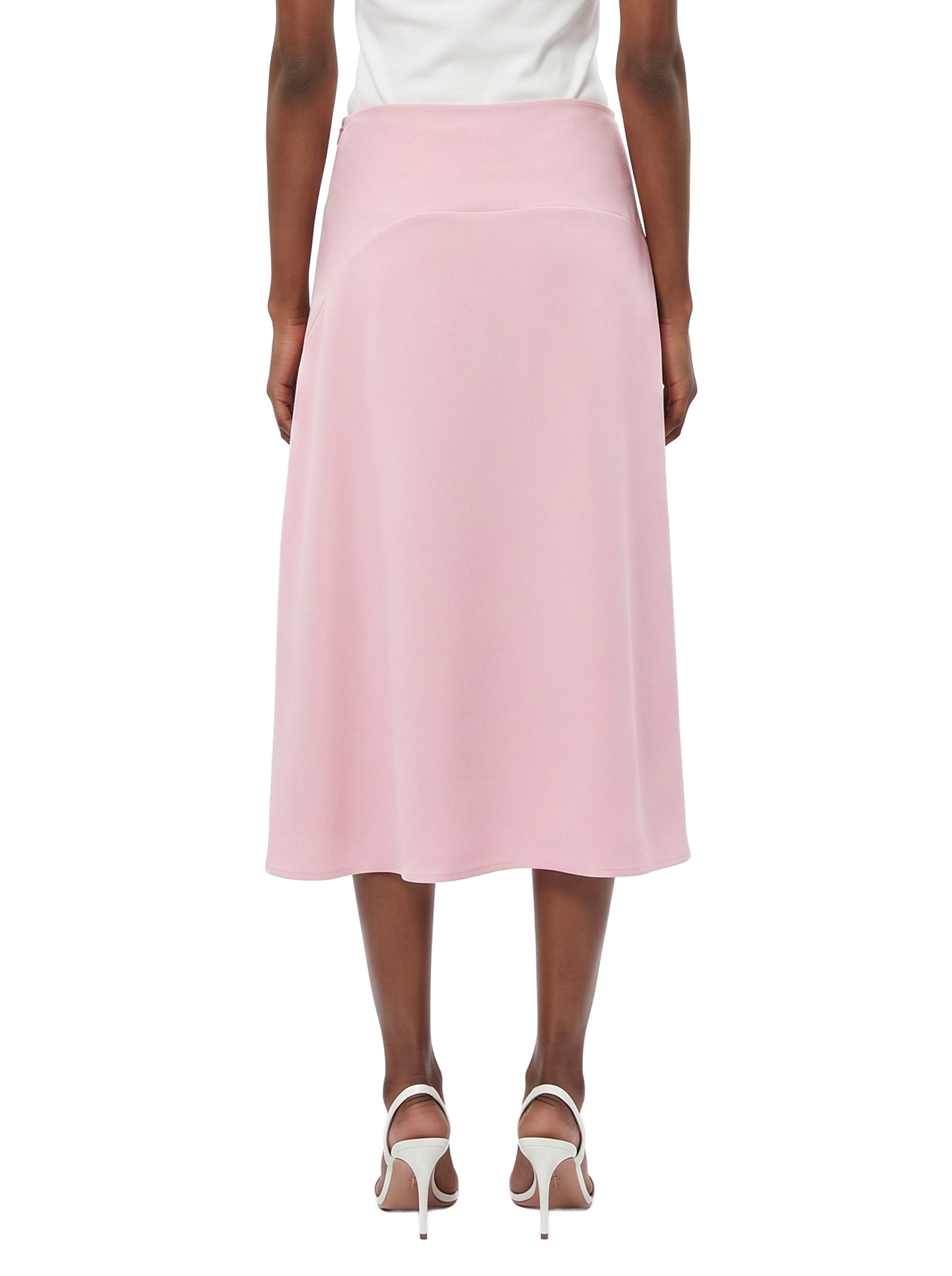Gonna midi satnata in rosa 