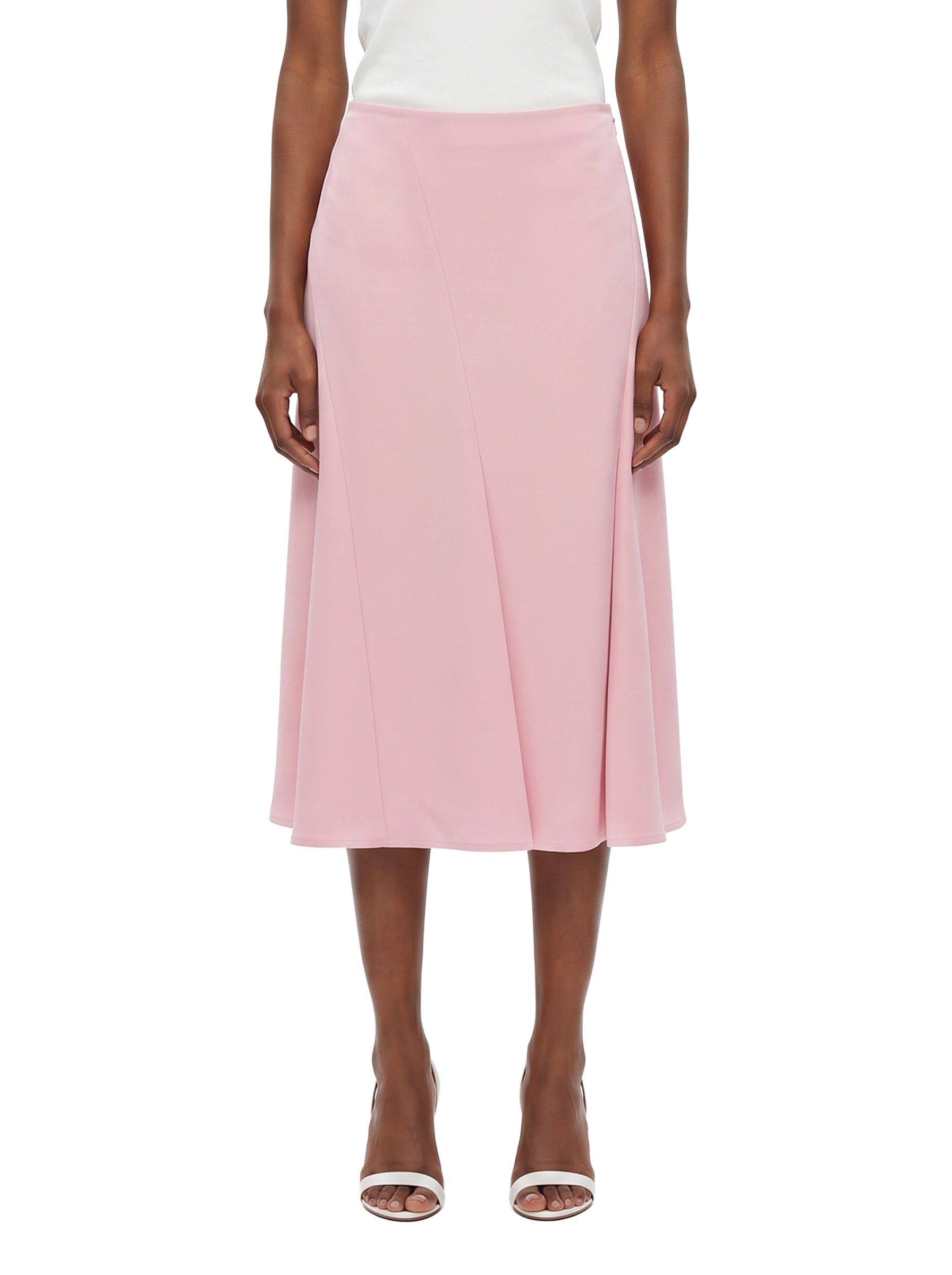 Gonna midi satnata in rosa 