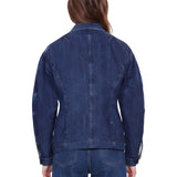Giacca denim con fodera in pile in blu 