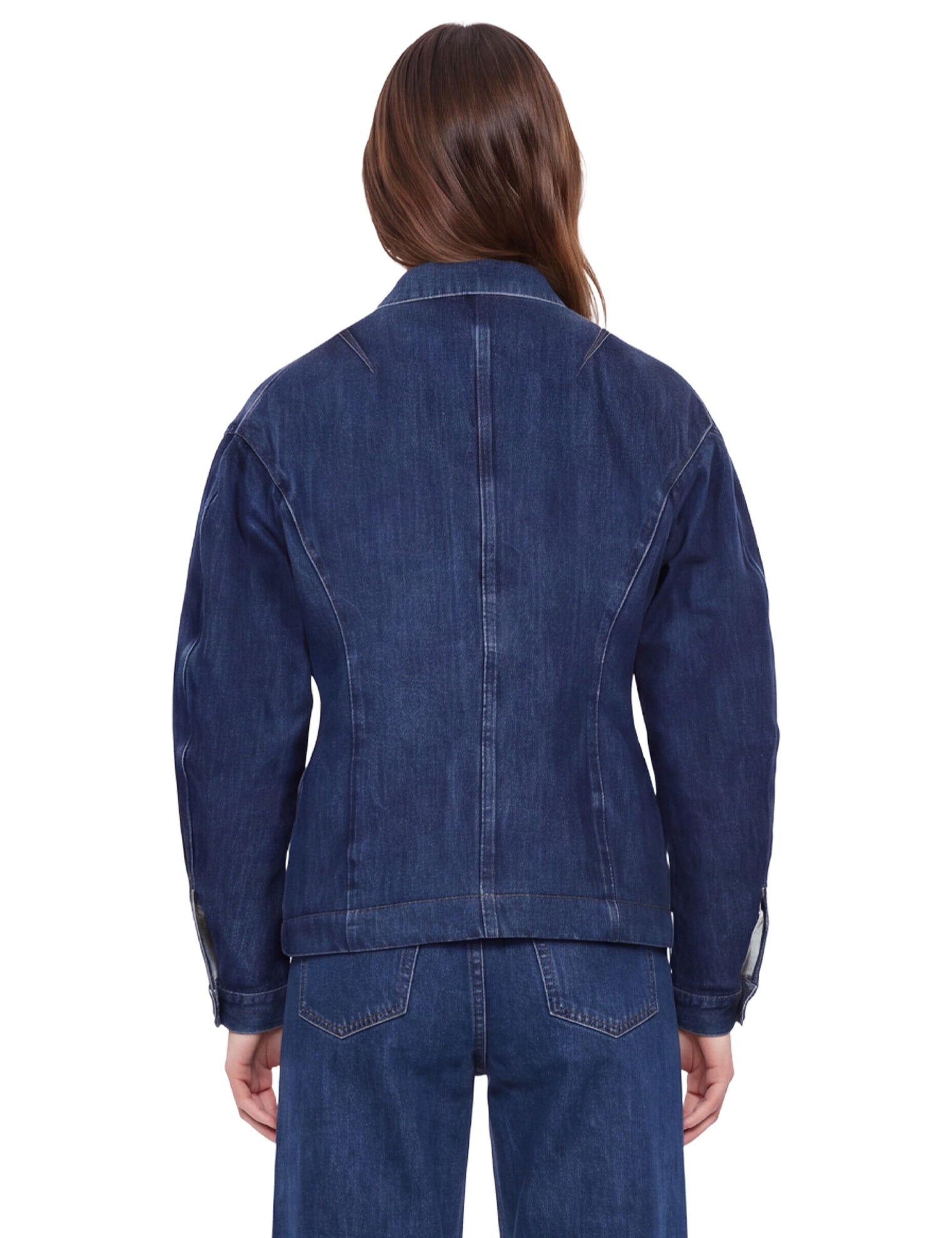 Giacca denim con fodera in pile in blu 