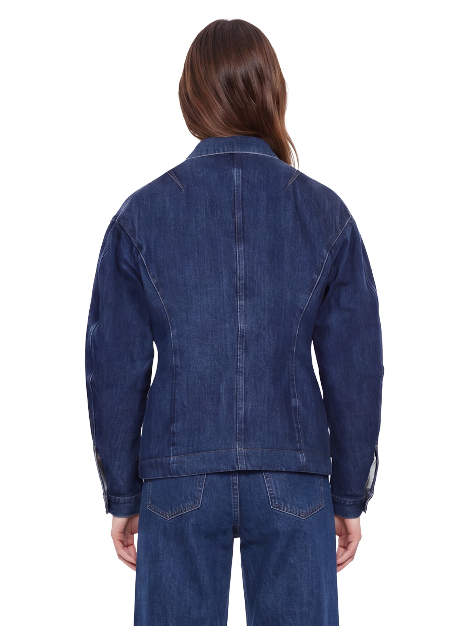 Giacca denim con fodera in pile in blu 