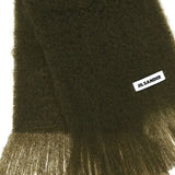 Sciarpa con patch logo e frange in verde kaki 