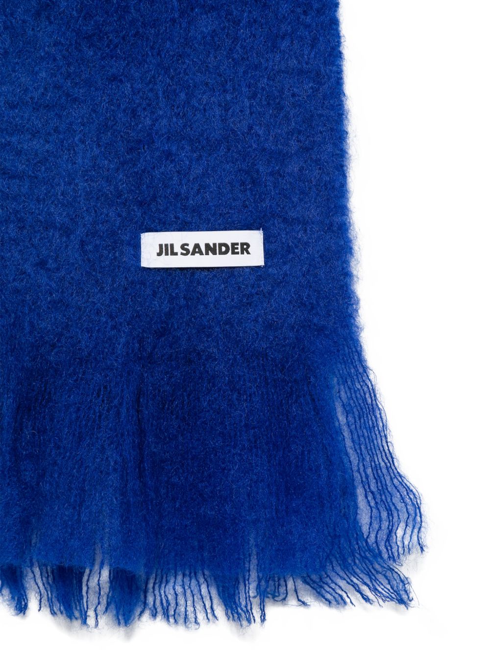 Sciarpa con patch logo e frange in blu 