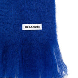 Sciarpa con patch logo e frange in blu 