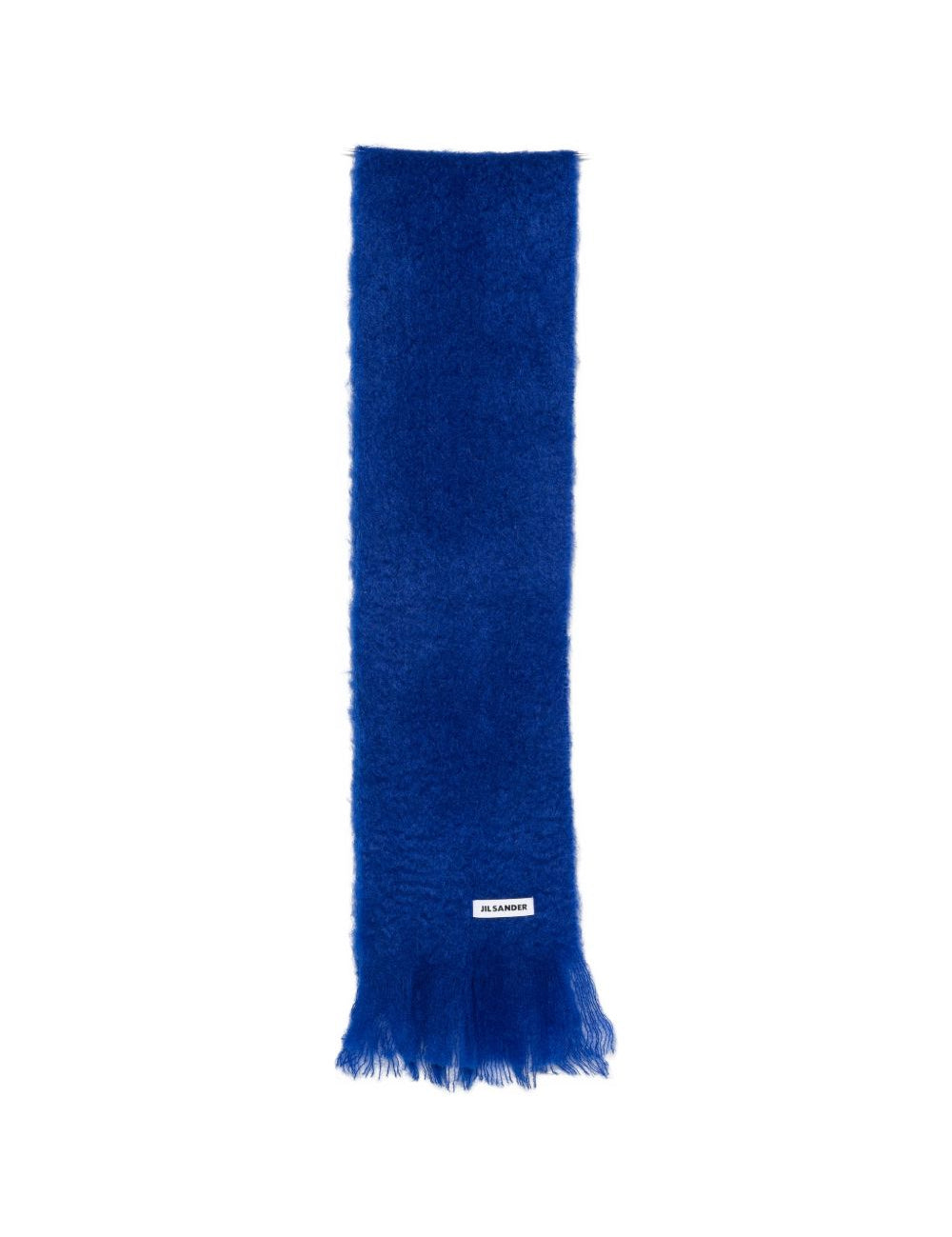 Sciarpa con patch logo e frange in blu 