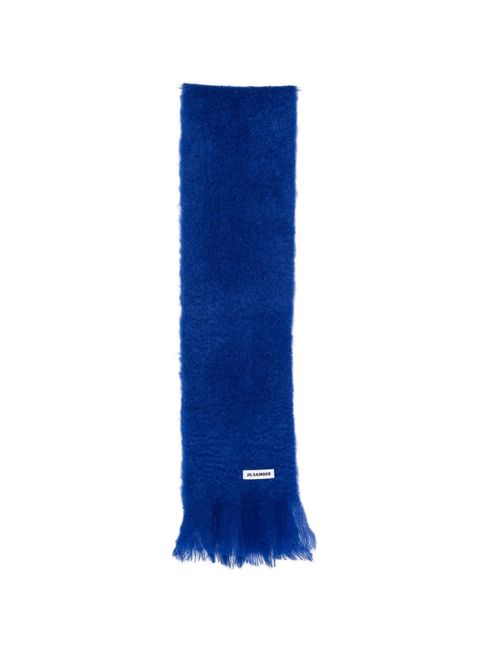 Sciarpa con patch logo e frange in blu 