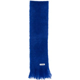 Sciarpa con patch logo e frange in blu 