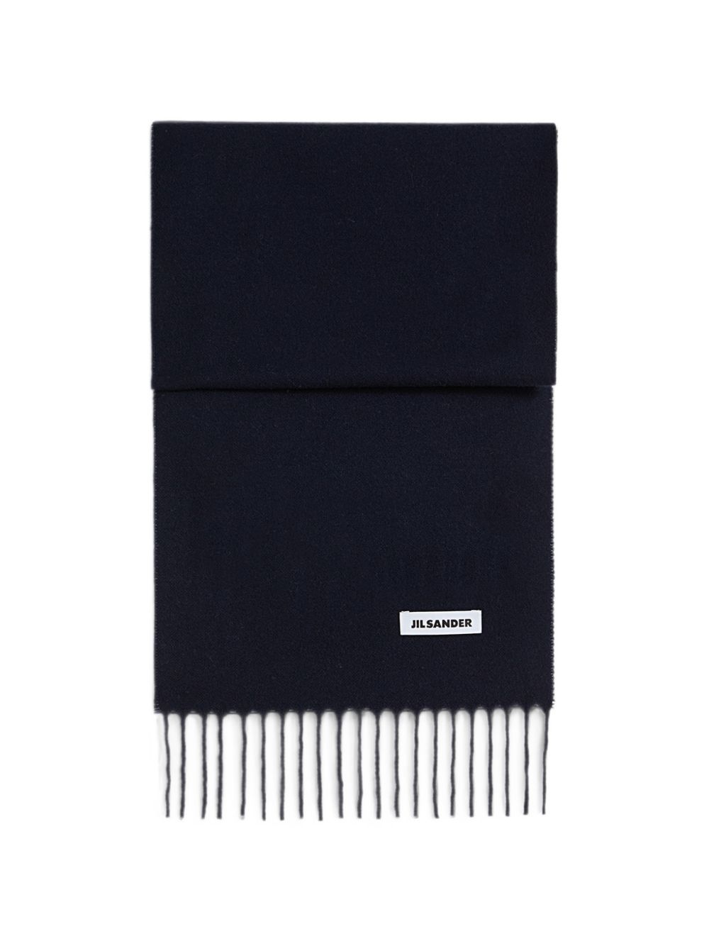 Sciarpa con patch logo e frange in blu 