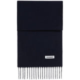Sciarpa con patch logo e frange in blu 