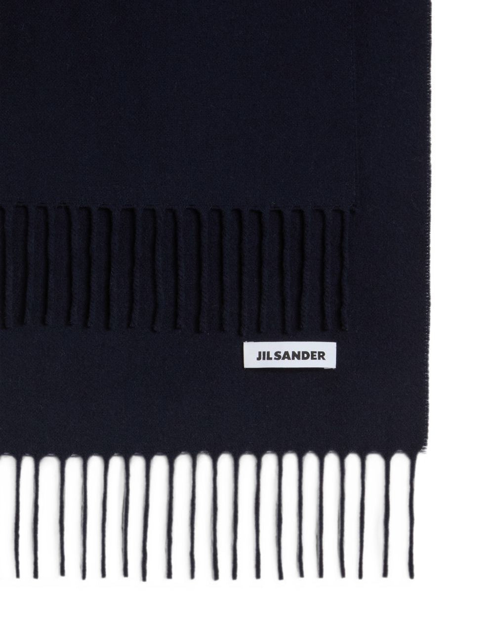 Sciarpa con patch logo e frange in blu 
