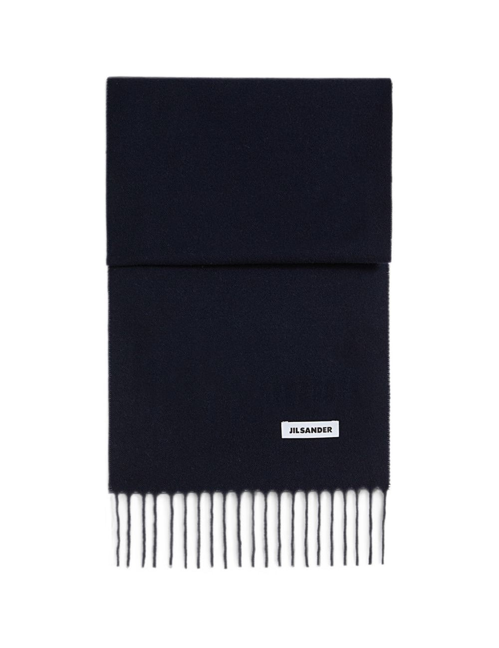 Sciarpa con patch logo e frange in blu 