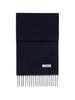 Sciarpa con patch logo e frange in blu