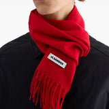 Sciarpa in lana con logo in rosso 