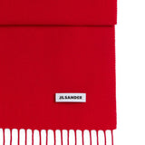 Sciarpa in lana con logo in rosso 
