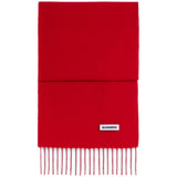 Sciarpa in lana con logo in rosso 