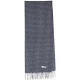Sciarpa a quadri con patch logo e frange in blu 