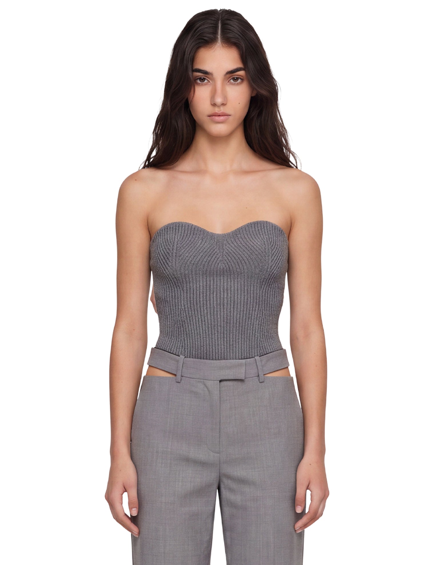 Top a costine in grigio 